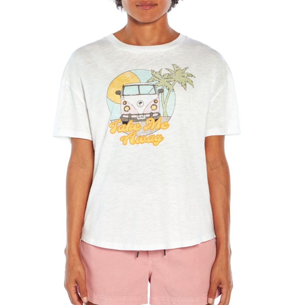 NWOT Women's Wildfox White 'Take Me Away' Graphic Tee Size Small